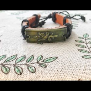 Black Leather Flower Bracelet